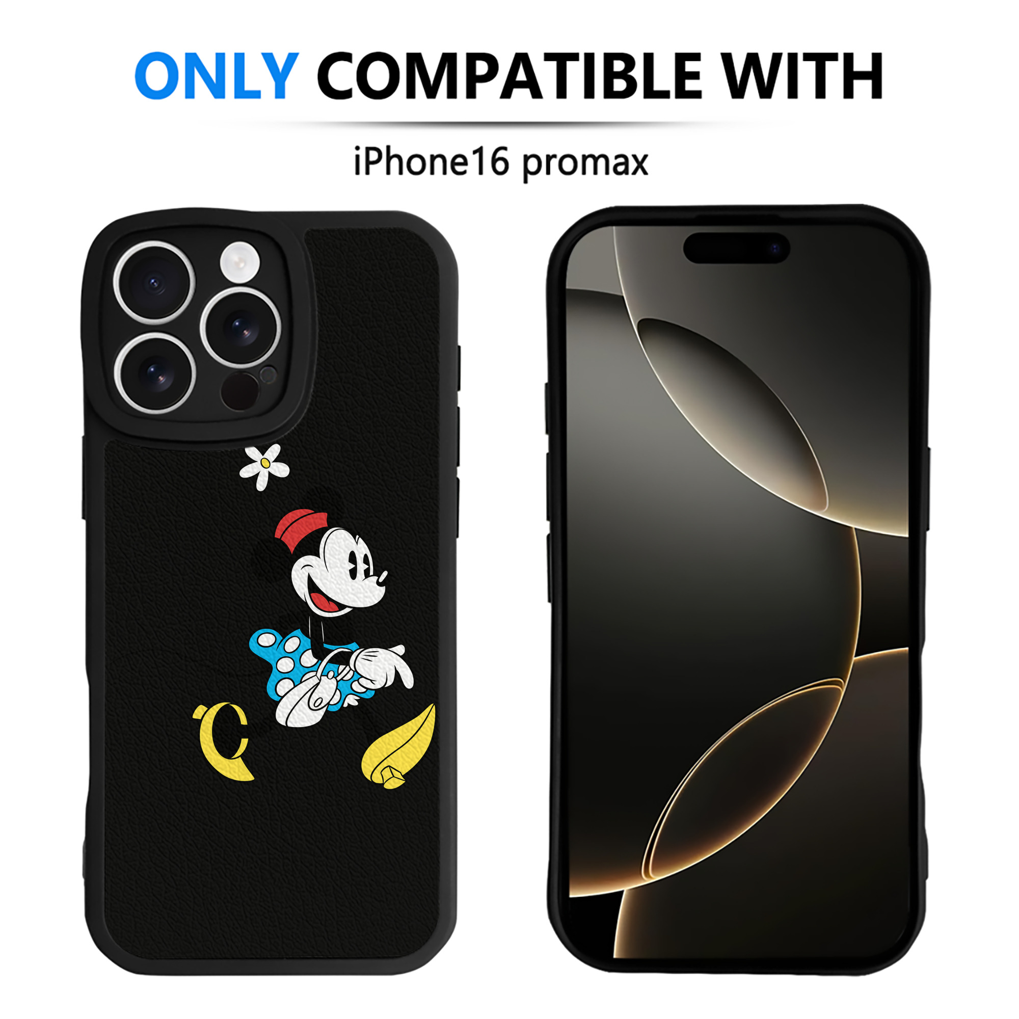 （画像用） ミッキーマウス Mickey Mouse 【iPhone 16シリーズ対応】シリコンスマホケース（レザー調） 材質：シリコン